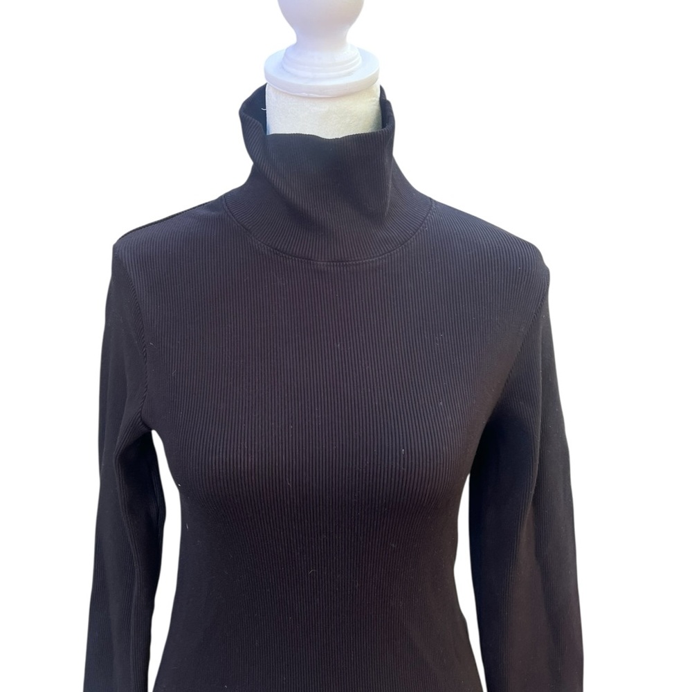 DONNI. Black Ribbed Turtleneck Top - Picture 2 of 7